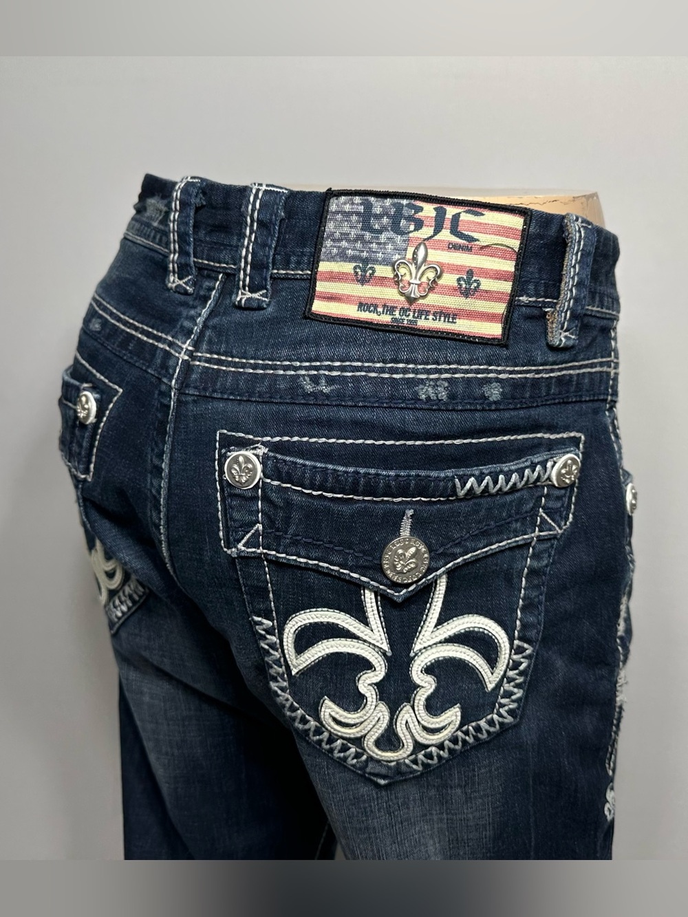 Laguna Beach Jeans Mens 36x33 Straight Dark Thick Stitch Y2K Designer Jeans LBJC